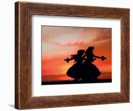 Hula Sisters: Hawaiian Hula Dancers at Sunset-Randy Jay Braun-Framed Art Print