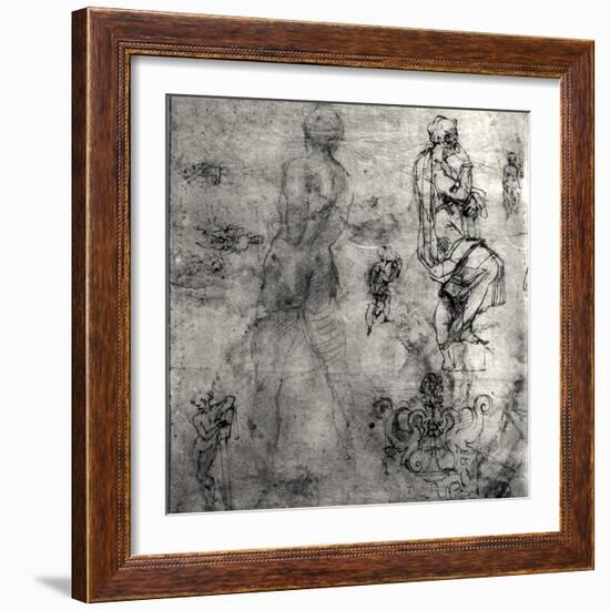 Human and Architectural Studies-Michelangelo Buonarroti-Framed Giclee Print