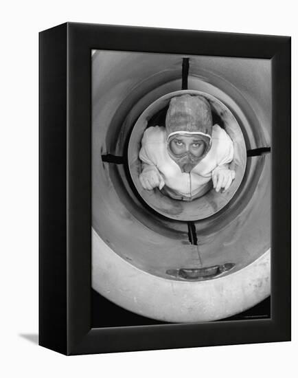 Human Cannonball Egle Zacchini, Inside Cannon Just Before Her Launching During Circus Act-Cornell Capa-Framed Premier Image Canvas