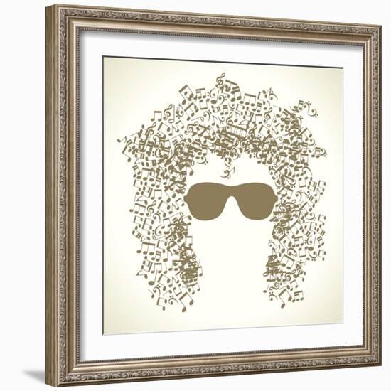 Human Face is Made up of Musical Notes. Concept of Music. Vector Illustration-VLADGRIN-Framed Art Print