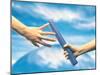 Human Hand Passing Relay Baton-null-Mounted Photographic Print