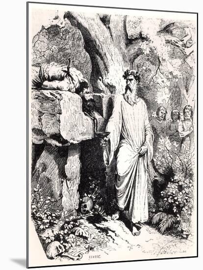 Human Sacrifice by a Gaulish Druid, from "Histoire De France" by L.P. Anquetil, 1851-Felix Philippoteaux-Mounted Giclee Print
