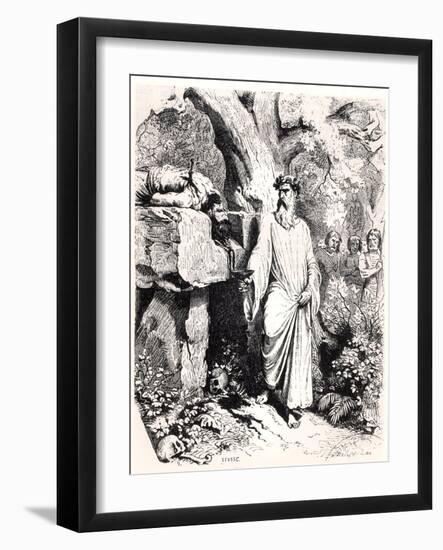 Human Sacrifice by a Gaulish Druid, from "Histoire De France" by L.P. Anquetil, 1851-Felix Philippoteaux-Framed Giclee Print