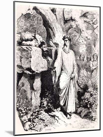 Human Sacrifice by a Gaulish Druid, from "Histoire De France" by L.P. Anquetil, 1851-Felix Philippoteaux-Mounted Giclee Print