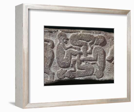 Human swastika motif from a Pictish grave-slab, 7th century Artist: Unknown-Unknown-Framed Giclee Print