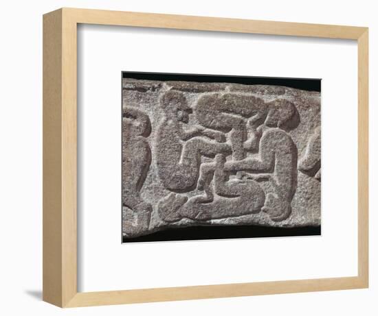 Human swastika motif from a Pictish grave-slab, 7th century Artist: Unknown-Unknown-Framed Giclee Print