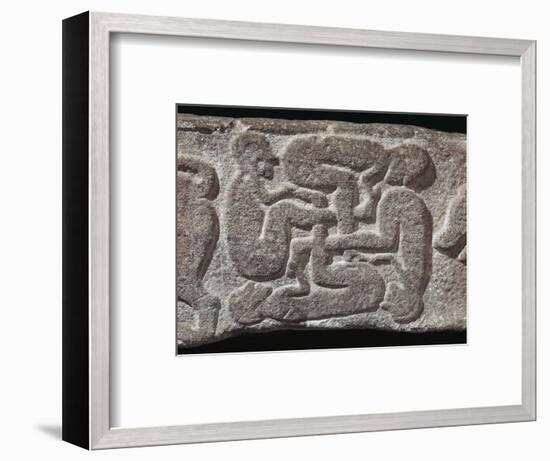 Human swastika motif from a Pictish grave-slab, 7th century Artist: Unknown-Unknown-Framed Giclee Print