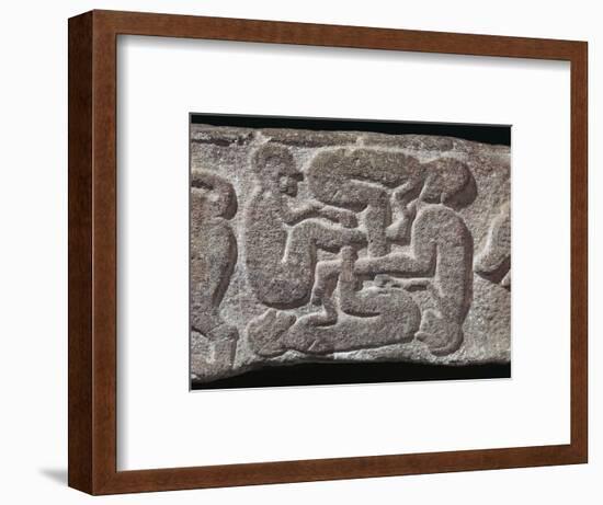 Human swastika motif from a Pictish grave-slab, 7th century Artist: Unknown-Unknown-Framed Giclee Print