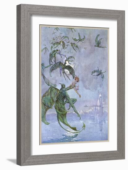 Humans Abducted by Winged Demons-Leo Bates-Framed Art Print