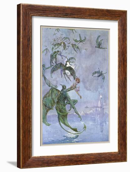 Humans Abducted by Winged Demons-Leo Bates-Framed Art Print