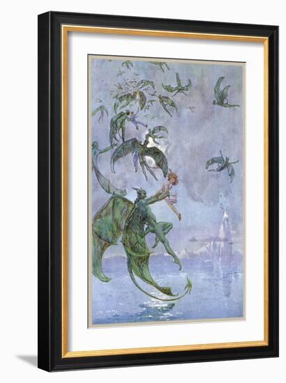 Humans Abducted by Winged Demons-Leo Bates-Framed Art Print