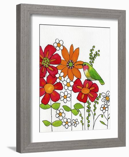 Humming on a Petal-Blenda Tyvoll-Framed Art Print