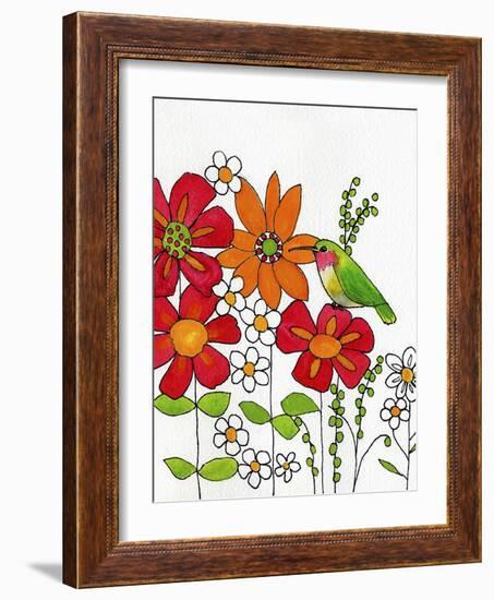 Humming on a Petal-Blenda Tyvoll-Framed Art Print