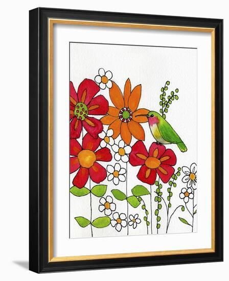 Humming on a Petal-Blenda Tyvoll-Framed Art Print