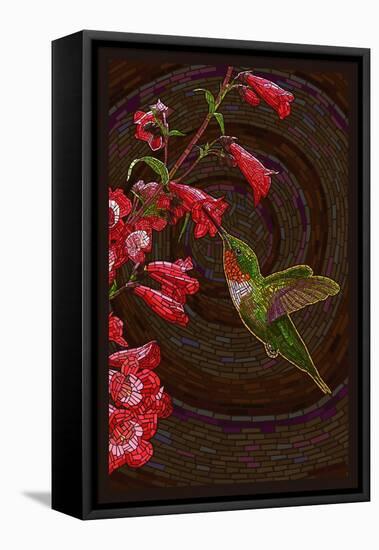 Hummingbird - Paper Mosaic-Lantern Press-Framed Stretched Canvas