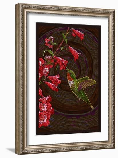 Hummingbird - Paper Mosaic-Lantern Press-Framed Art Print