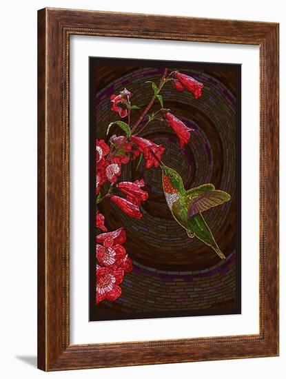 Hummingbird - Paper Mosaic-Lantern Press-Framed Art Print