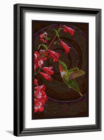 Hummingbird - Paper Mosaic-Lantern Press-Framed Art Print