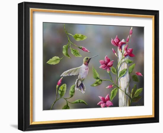 Hummingbird with Flowers-Sarah Davis-Framed Giclee Print