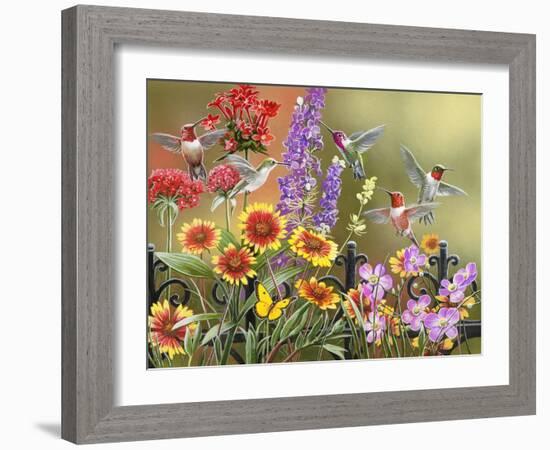 Hummingbirds - Fall Theme-William Vanderdasson-Framed Giclee Print