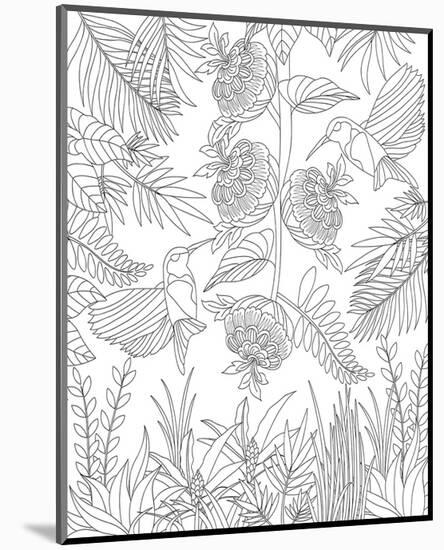 Hummingbirds & Flowers Design Coloring Art-null-Mounted Coloring Poster