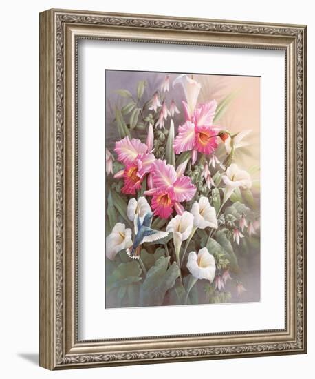 Hummingbirds & Lilies-unknown Chiu-Framed Art Print