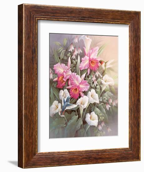 Hummingbirds & Lilies-unknown Chiu-Framed Art Print