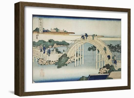 Humpback Bridge by the Kameido Tenjin Bridge, Between 1827 and 1830-Katsushika Hokusai-Framed Giclee Print