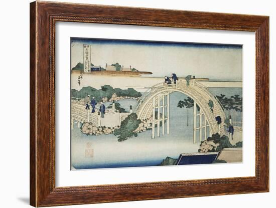 Humpback Bridge by the Kameido Tenjin Bridge, Between 1827 and 1830-Katsushika Hokusai-Framed Giclee Print