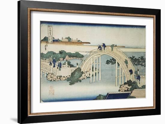 Humpback Bridge by the Kameido Tenjin Bridge, Between 1827 and 1830-Katsushika Hokusai-Framed Giclee Print