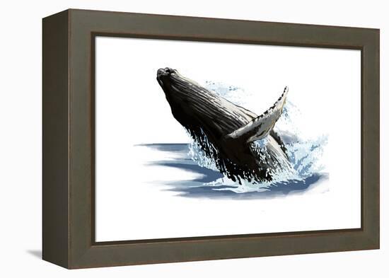 Humpback Whale - Icon-Lantern Press-Framed Stretched Canvas