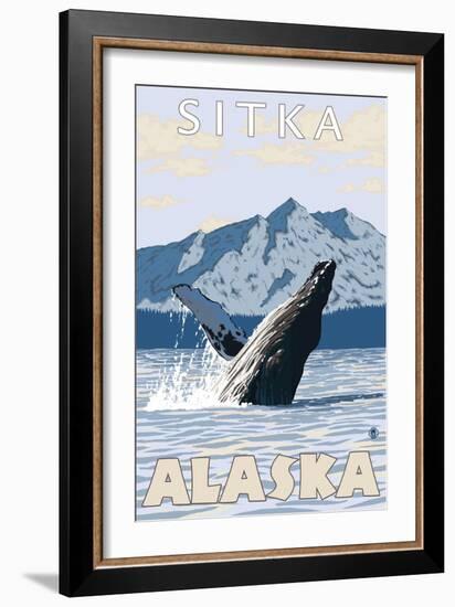 Humpback Whale, Sitka, Alaska-Lantern Press-Framed Premium Giclee Print