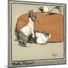 Humpty and Dumpty the Rabbits Meet a Dog-Cecil Aldin-Mounted Art Print