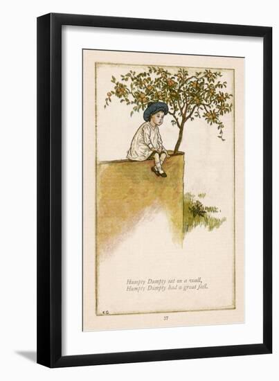 Humpty Dumpty Depicted Sitting on a Wall Previous to the Great Fall-Kate Greenaway-Framed Art Print