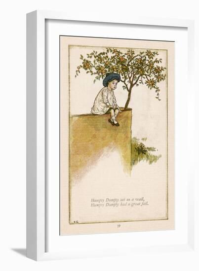 Humpty Dumpty Depicted Sitting on a Wall Previous to the Great Fall-Kate Greenaway-Framed Art Print