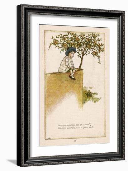 Humpty Dumpty Depicted Sitting on a Wall Previous to the Great Fall-Kate Greenaway-Framed Art Print