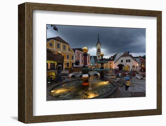 Hundertwasser Well on the Main Square, in the Background the Town Parish Church, Austria-Volker Preusser-Framed Photographic Print