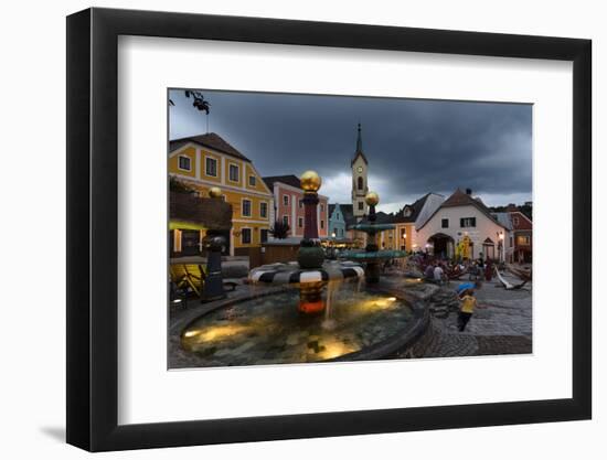 Hundertwasser Well on the Main Square, in the Background the Town Parish Church, Austria-Volker Preusser-Framed Photographic Print