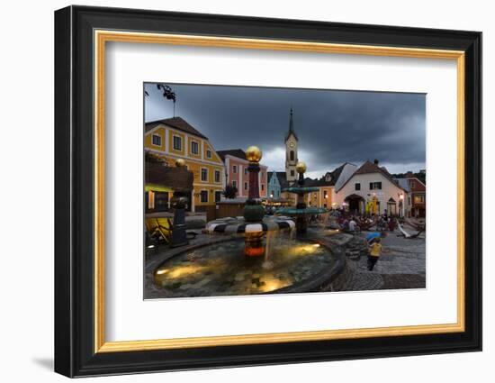 Hundertwasser Well on the Main Square, in the Background the Town Parish Church, Austria-Volker Preusser-Framed Photographic Print