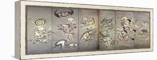 Hundreds Demon March at Night-Kyosai Kawanabe-Framed Premier Image Canvas