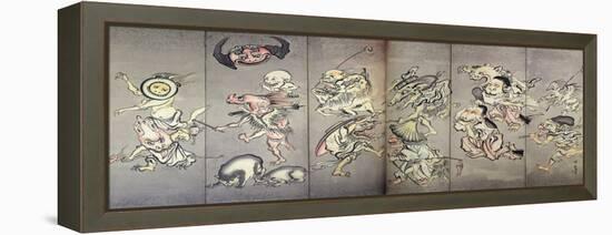 Hundreds Demon March at Night-Kyosai Kawanabe-Framed Premier Image Canvas