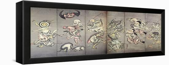 Hundreds Demon March at Night-Kyosai Kawanabe-Framed Premier Image Canvas