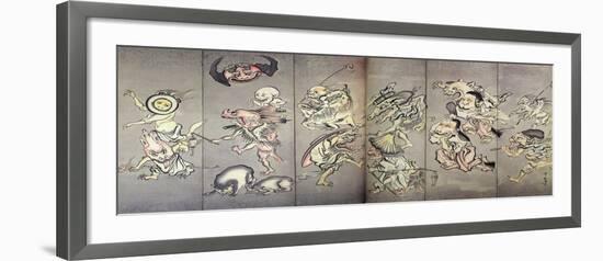 Hundreds Demon March at Night-Kyosai Kawanabe-Framed Giclee Print