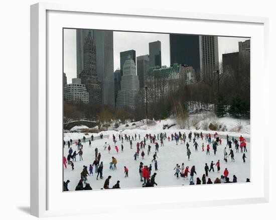 Hundreds of Ice Skaters Crowd Wollman Rink-null-Framed Photographic Print