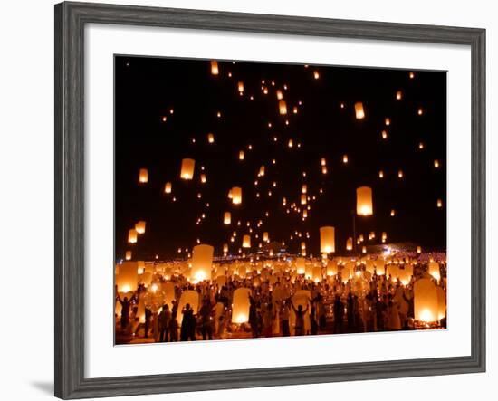 Hundreds of Lanterns are Released During a Memorial Service-null-Framed Photographic Print