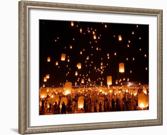 Hundreds of Lanterns are Released During a Memorial Service-null-Framed Photographic Print