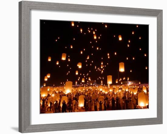 Hundreds of Lanterns are Released During a Memorial Service-null-Framed Photographic Print