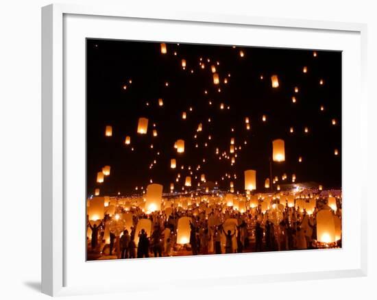 Hundreds of Lanterns are Released During a Memorial Service-null-Framed Photographic Print