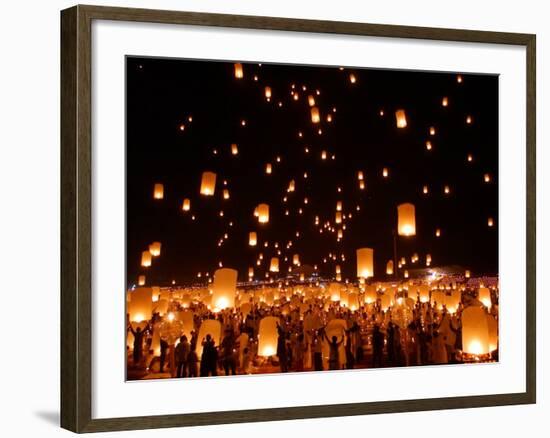 Hundreds of Lanterns are Released During a Memorial Service-null-Framed Photographic Print