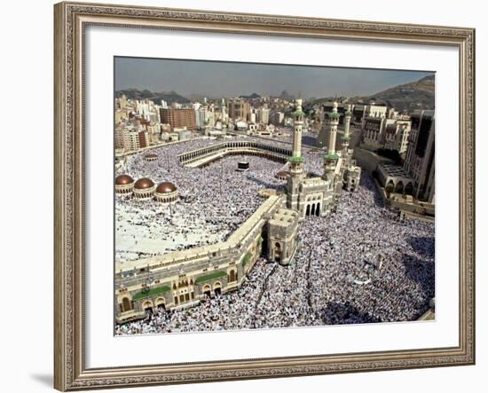 Hundreds of Thousands of Pilgrims Perform Friday Prayers at the Great Mosque in Mecca, Saudi Arabia-null-Framed Photographic Print